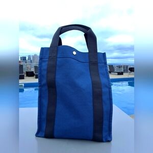 Authentic Hermes blue canvas bag great condition with small bag inside